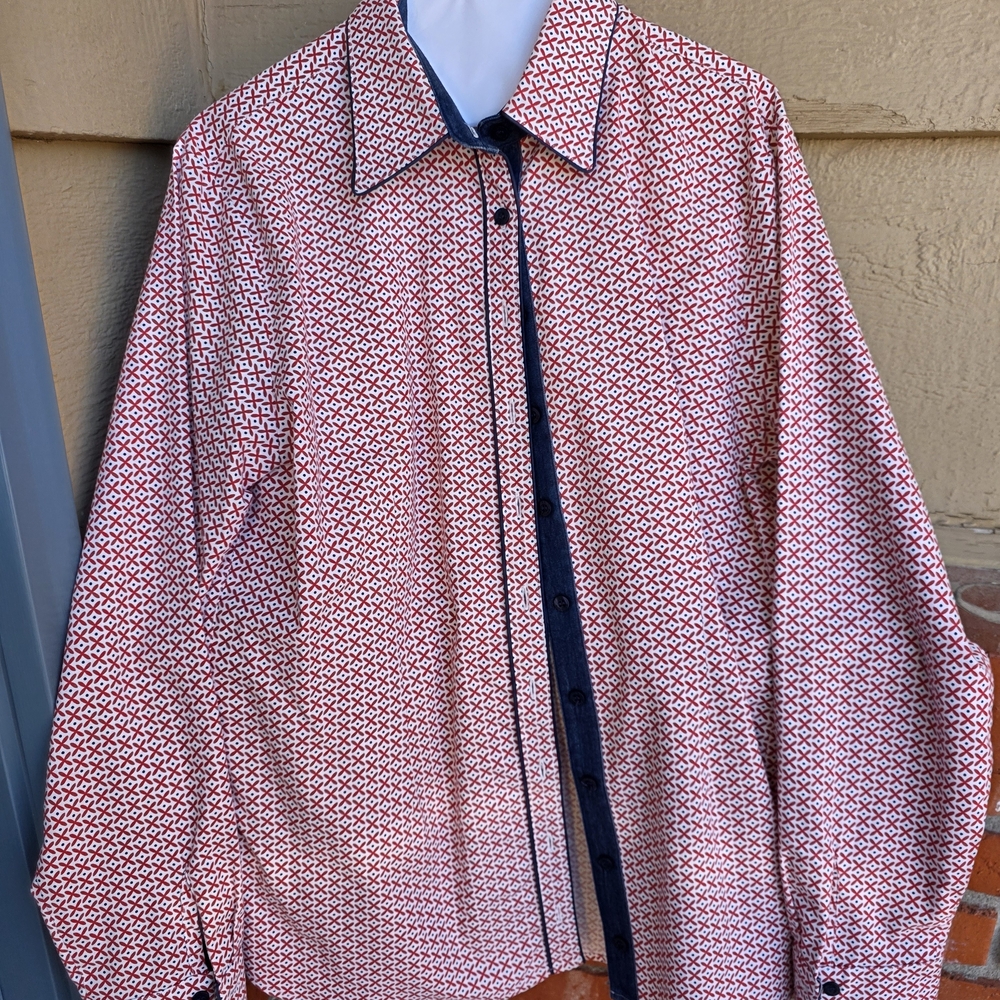 Elegant Red Patterned CR Ranchwear Women's Blouse